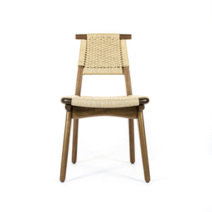 Rian Bullhorn Dining Chair, Walnut and Danish Cord Woven Seat Deck