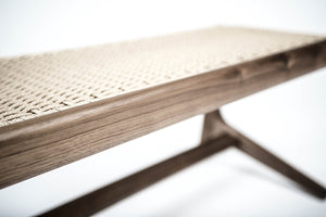 Rian Cantilever Bench, Entryway, Walnut, Kraft Danish Cord, Bedroom, Custom