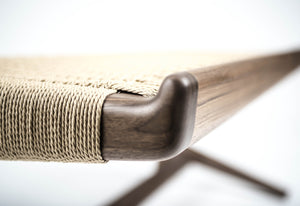 Rian Cantilever Bench, Entryway, Walnut, Kraft Danish Cord, Bedroom, Custom