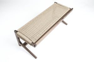 Rian Cantilever Bench, Entryway, Walnut, Kraft Danish Cord, Bedroom, Custom