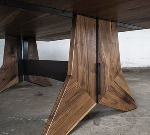 Modern Hardwood and Steel Dining Table, Custom