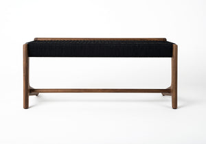 Rian Cantilever Bench, Black Woven Danish Cord, Entryway, Custom, Hardwood