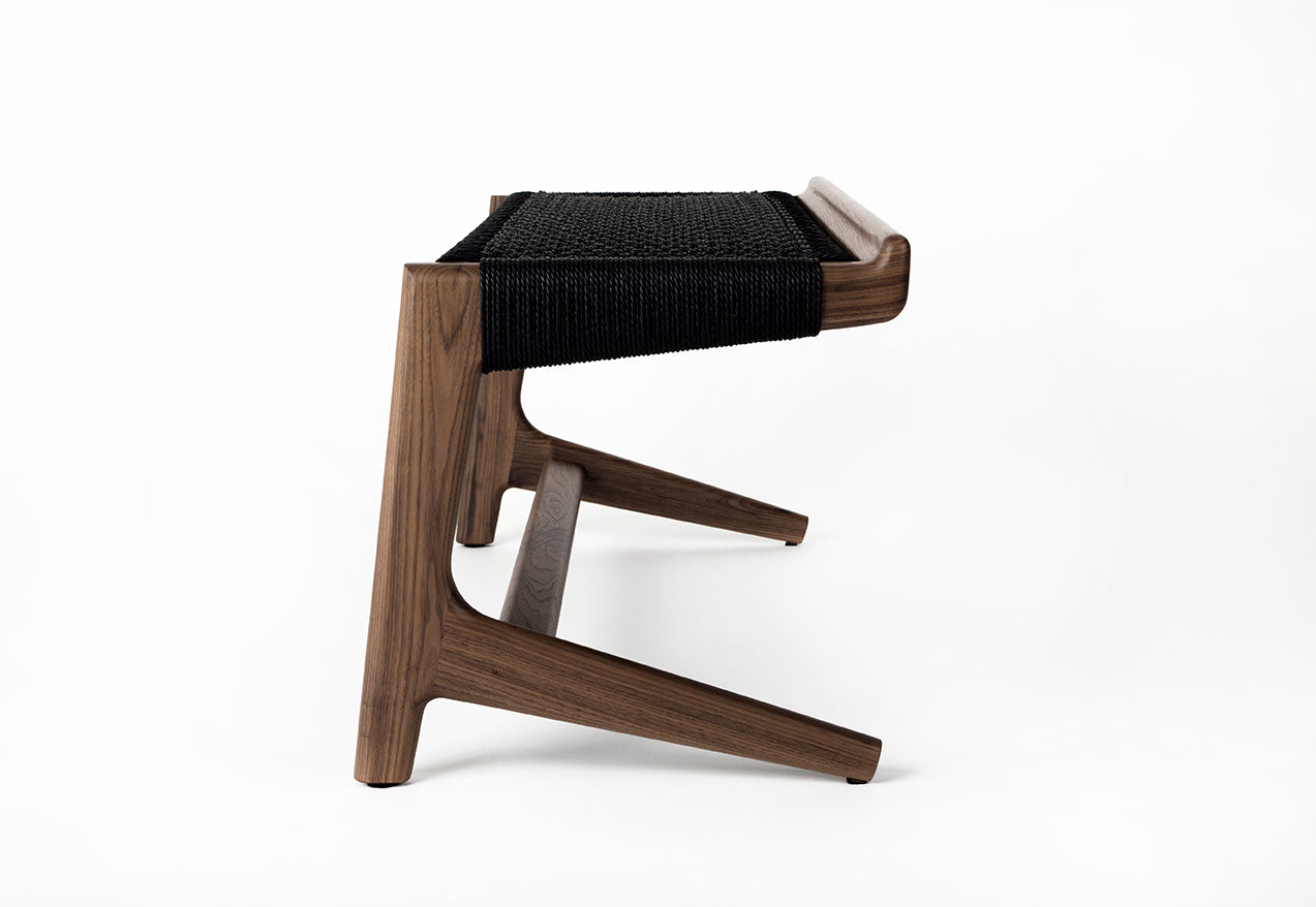 Handmade Danish Cord Bench - Walnut by Kellen Carr Studio