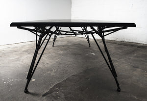 Photo of the Birdsnest Table made out of an ebonized white ash top and blackened steel base that resembles the branches of a birdsnest.