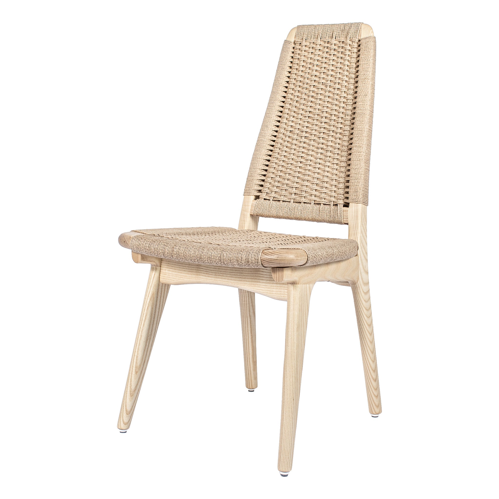 Rian High Back Chair, Woven Danish Cord, Hardwood, Mid-century