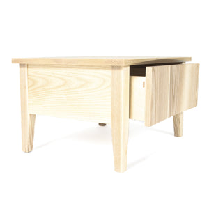 Low Bedside Table, Nightstand, White Ash