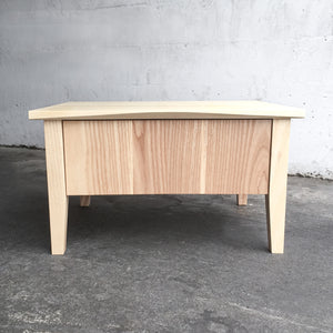 Low Bedside Table, Nightstand, White Ash